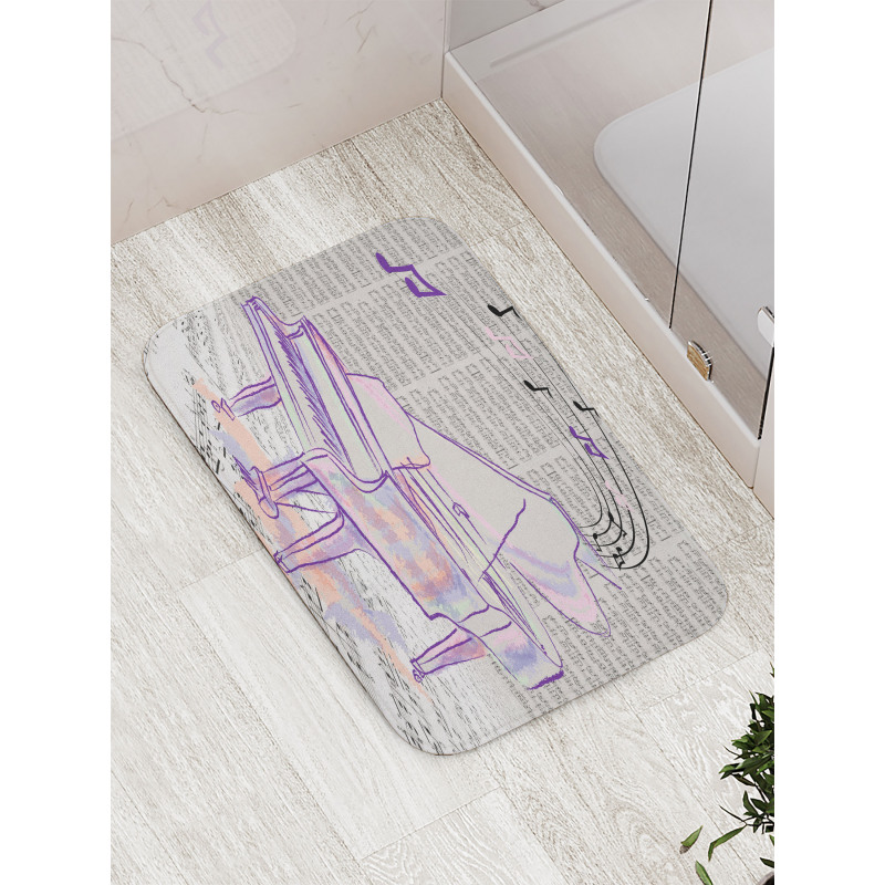 Hand Drawn Doodle Musical Bath Mat