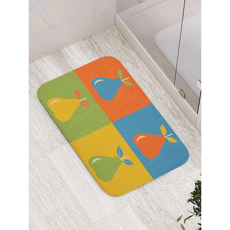 Vintage Pears in Squares Bath Mat
