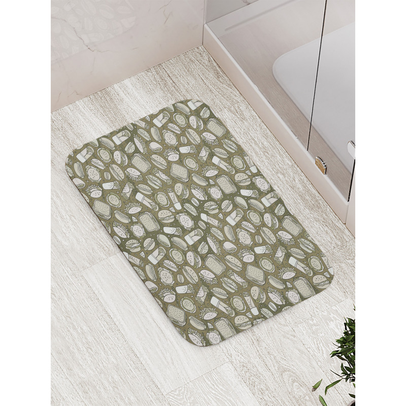 Hand-drawn Food Pattern Bath Mat