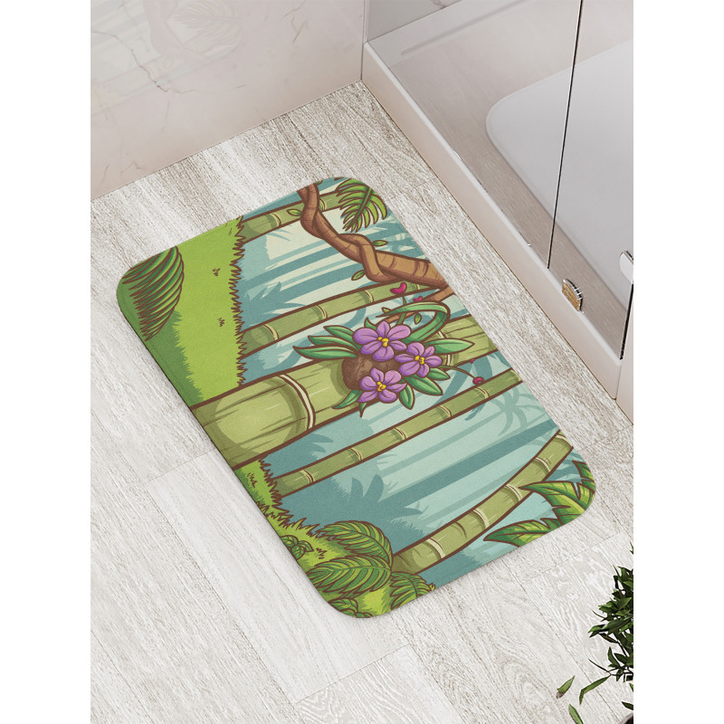 Colorful Jungle Cartoon Bath Mat