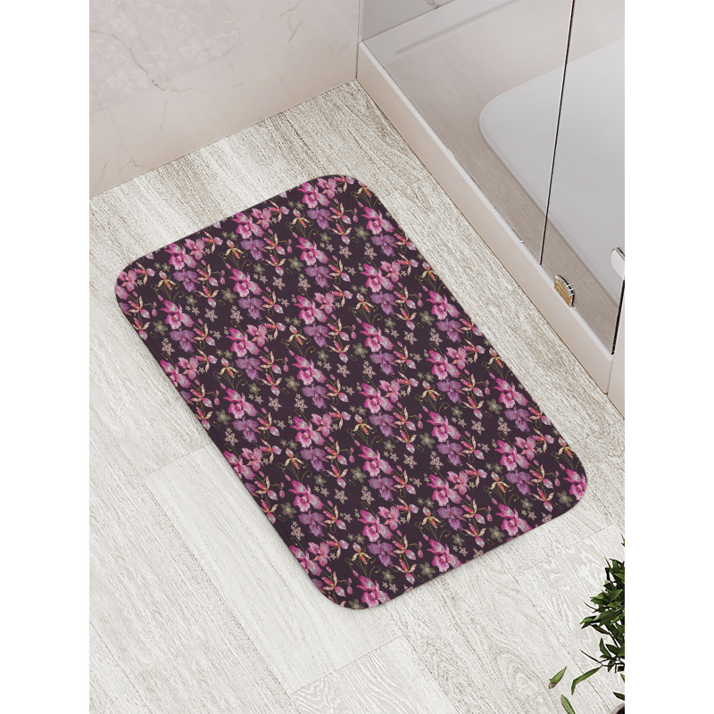 Retro Wild Flowers Motifs Bath Mat