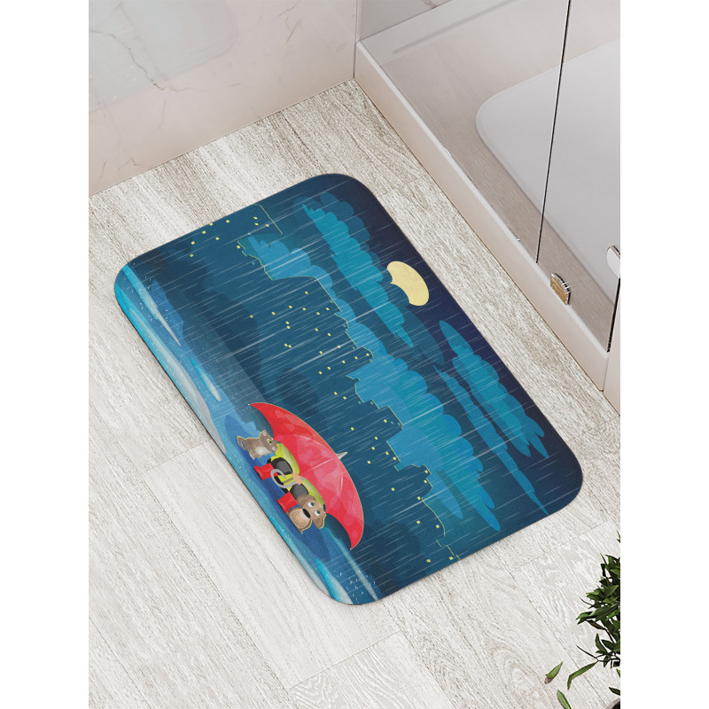 Cartoon Animal under Rain Bath Mat