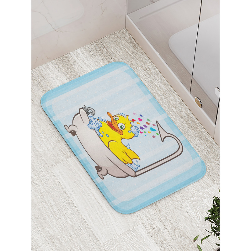 Cartoon Mascot in Bathtub Bath Mat