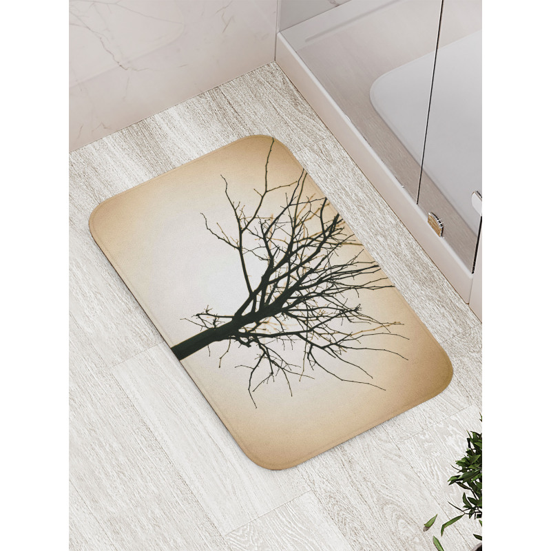 Barren Tree on Ombre Bath Mat