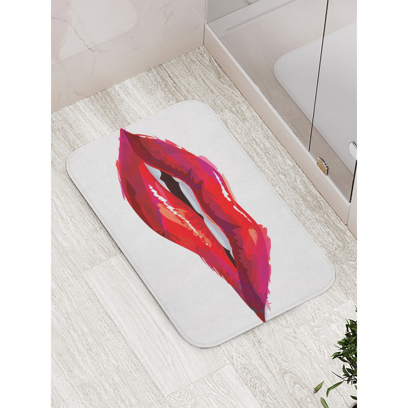 Woman Biting Lips Bath Mat