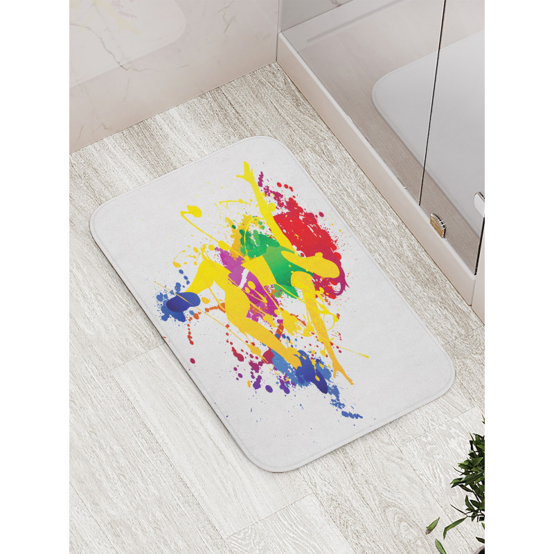 Red Hair Fitness Girl Dancer Bath Mat