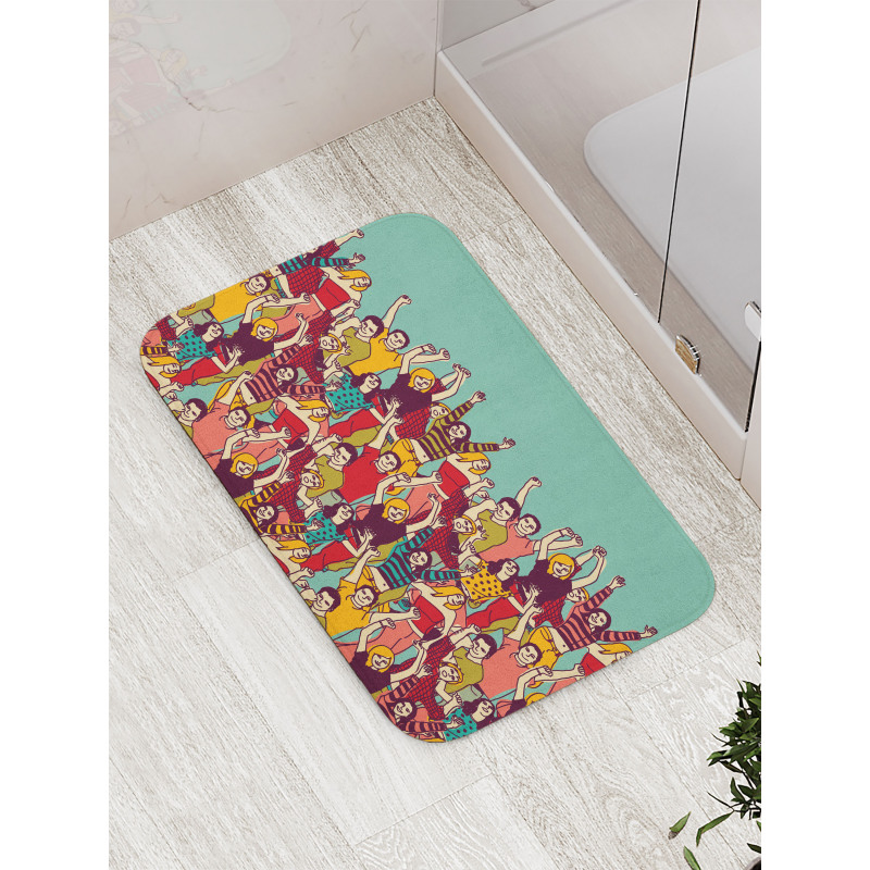 Youthful Polka Dotted Tshirts Bath Mat