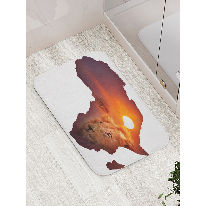 Lion and African Map Sunset Bath Mat