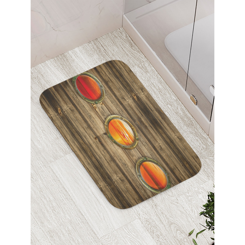 Rustic Wooden Ship Bath Mat