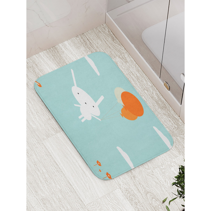 Flying Rabbit Balloons Sky Bath Mat