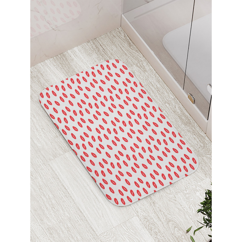 Red Kisses Imprint Bath Mat