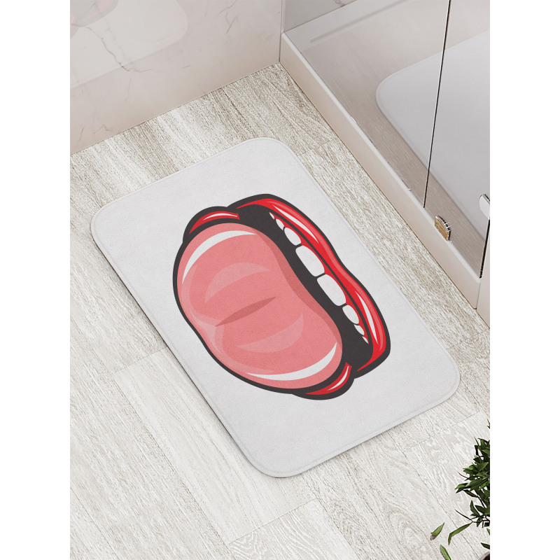 Open Mouth Tongue out Image Bath Mat