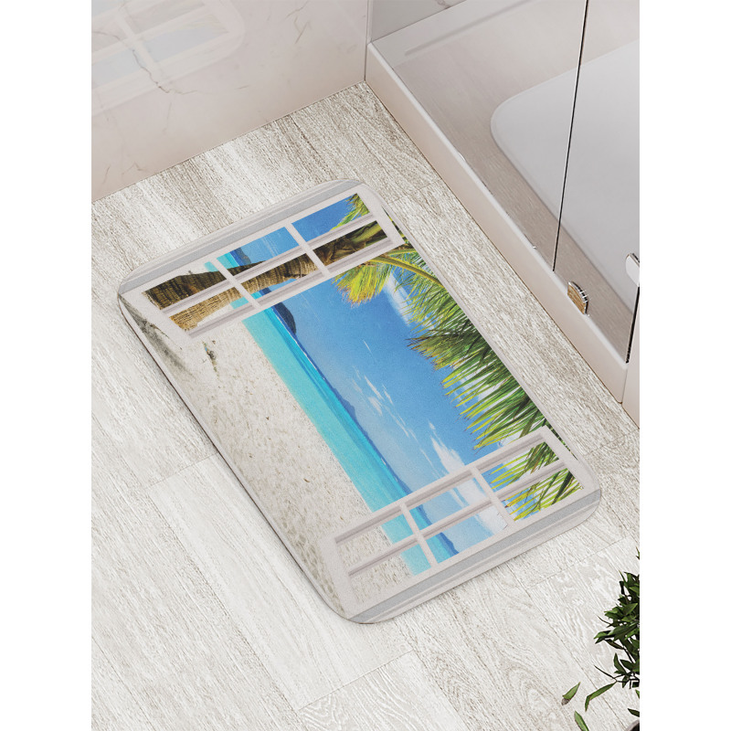 White Wooden Windows Bath Mat