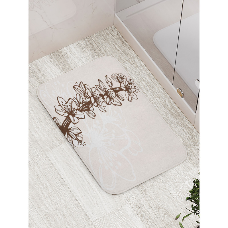 Hand Drawn Petals Bath Mat