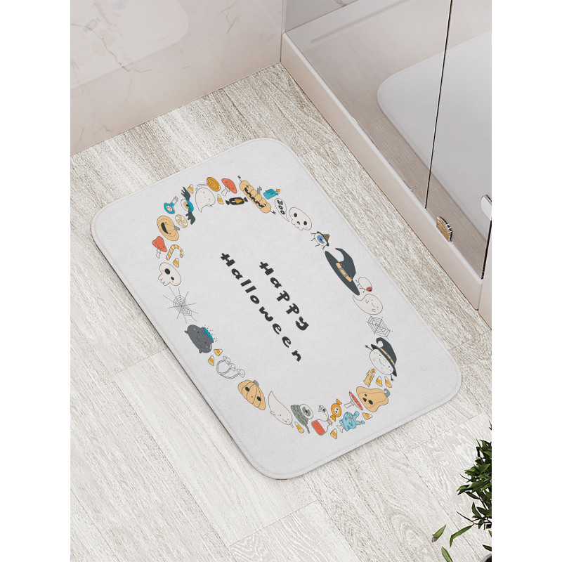 Happy Halloween Sketch Bath Mat