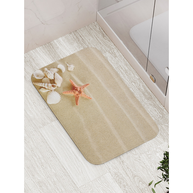 Exotic Seashells with Sand Bath Mat