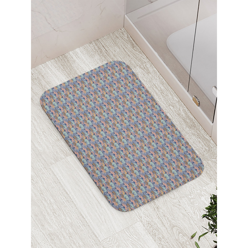 Retro Leaves and Plants Art Bath Mat