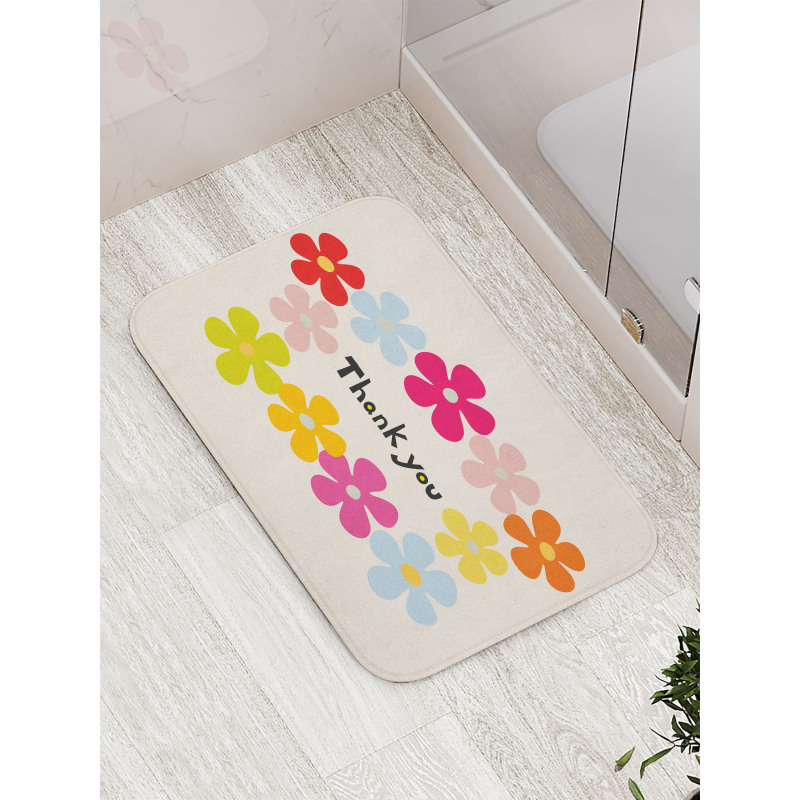 Simple Colorful Flowers Bath Mat