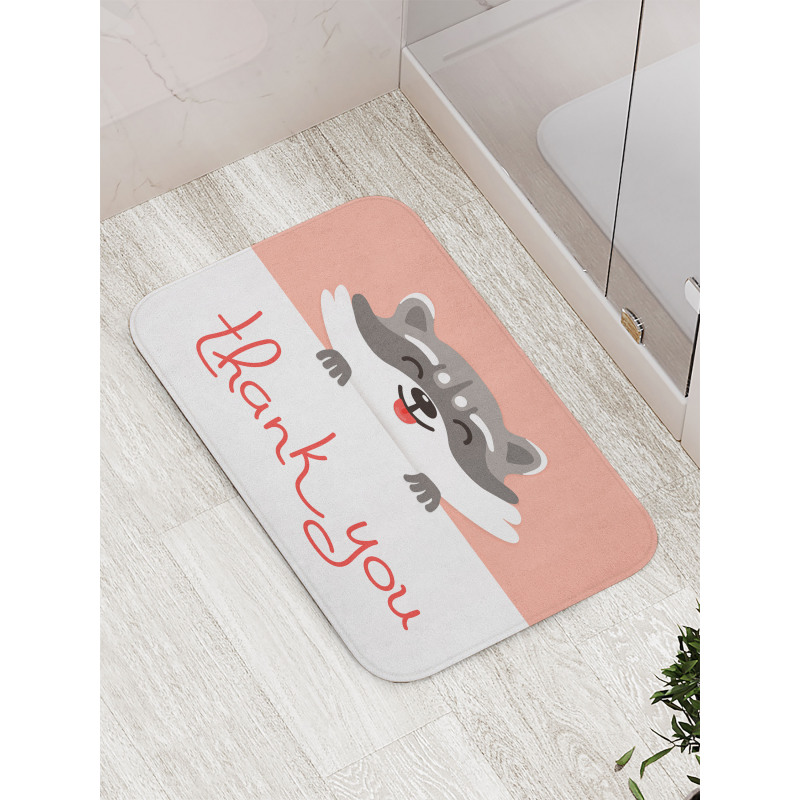 Cheerful Cartoon Raccoon Bath Mat