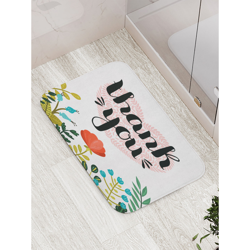 Heart Flowers and Leaves Bath Mat