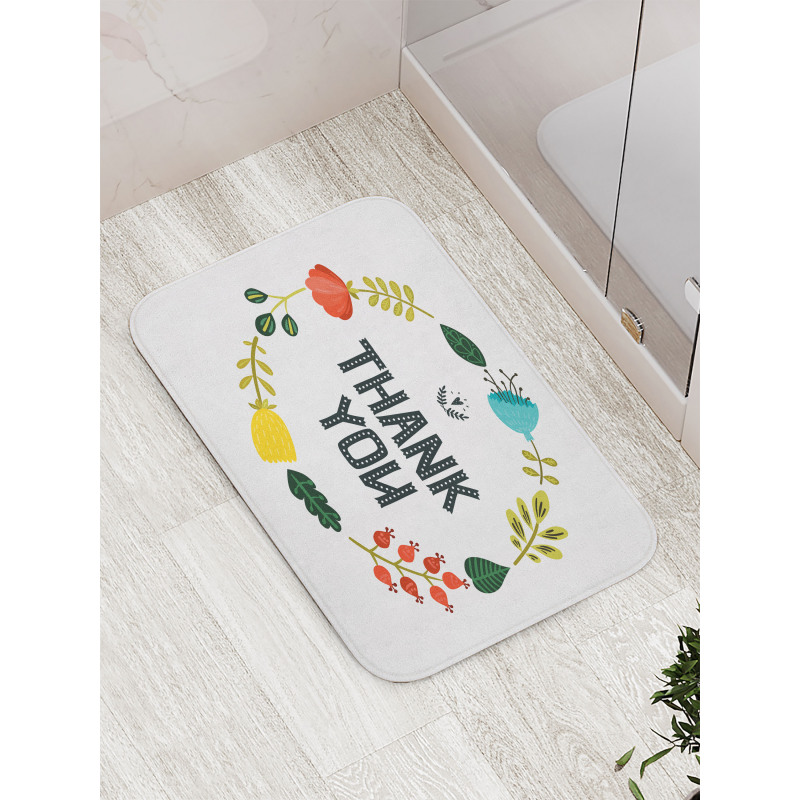 Typography Floral Wreath Bath Mat