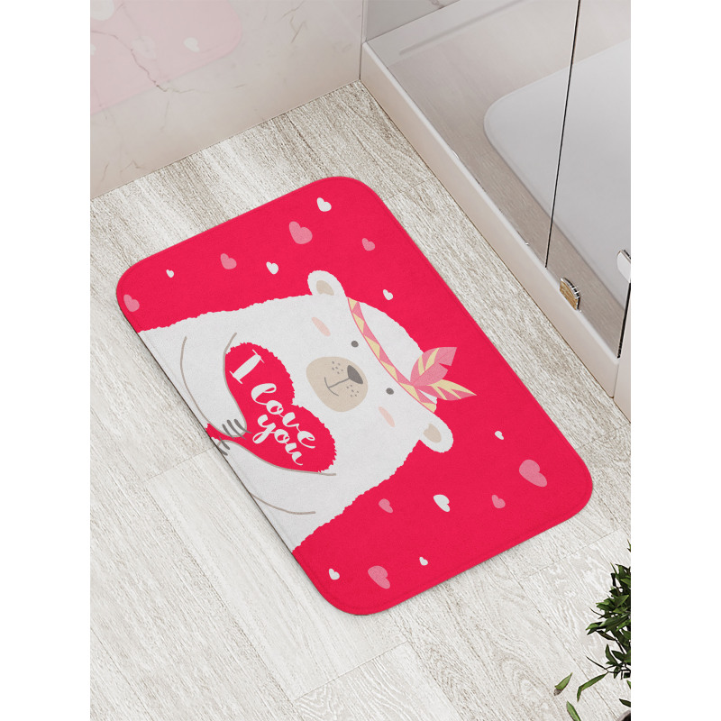 Bear Holding a Heart Bath Mat