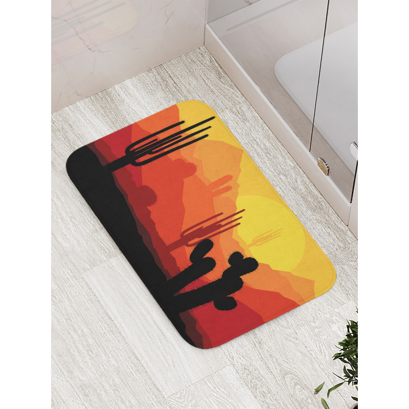 Cactus Silhouettes at Dusk Bath Mat