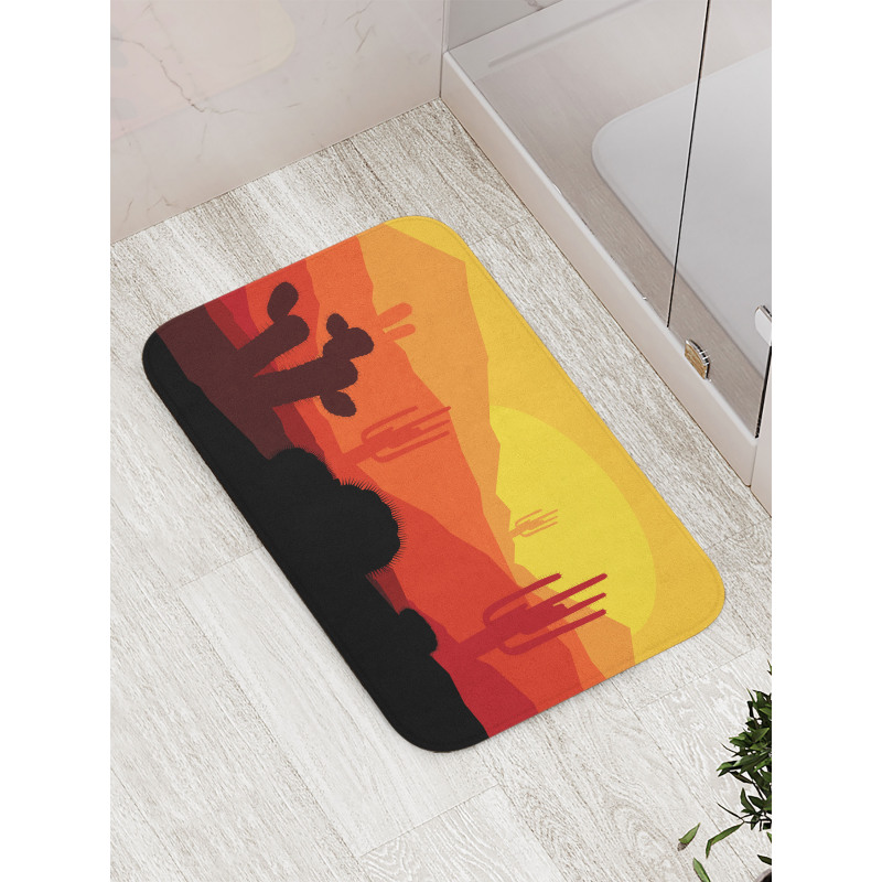 Western Cactus Silhouettes Bath Mat