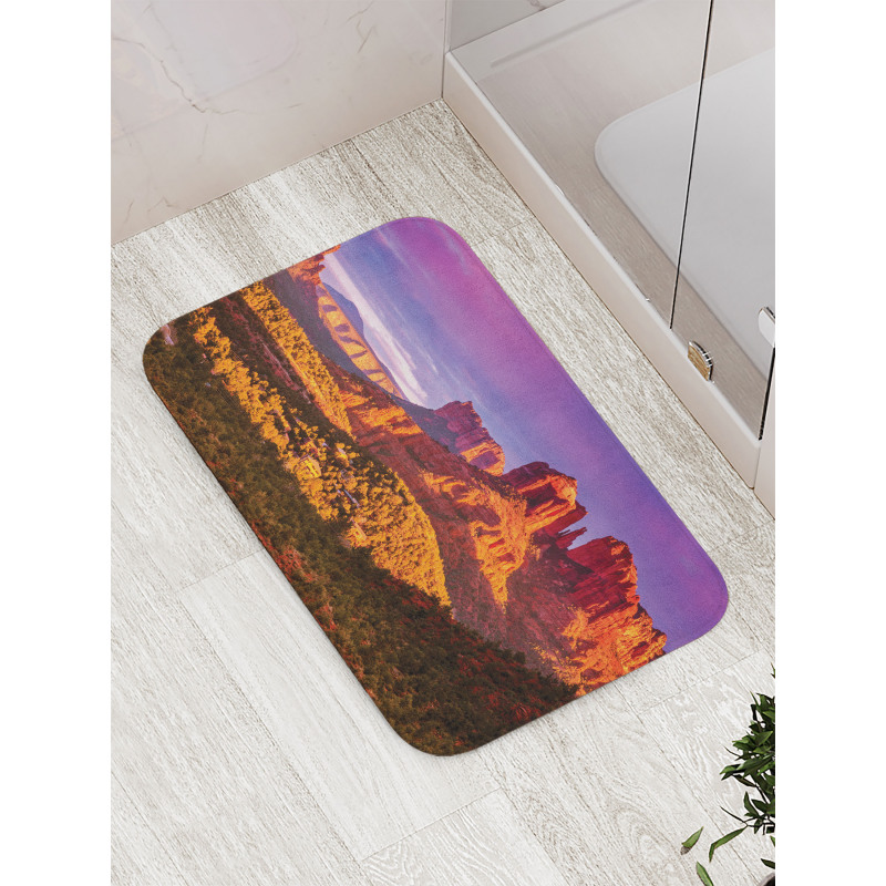 Cliffs Rocks and Violet Sky Bath Mat