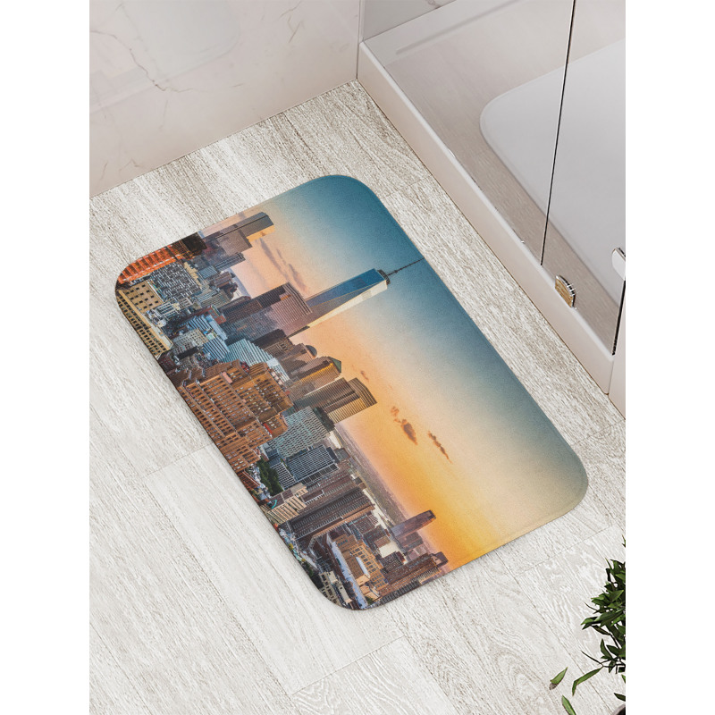 Sunset Manhattan Skyline Bath Mat