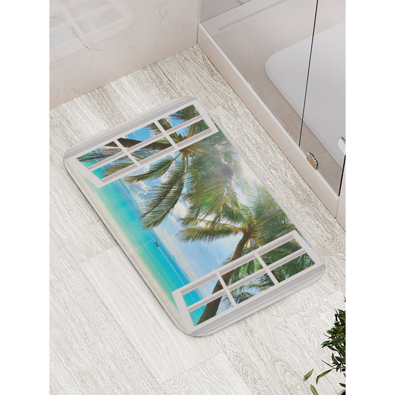 Window to the Exotic Beach Bath Mat