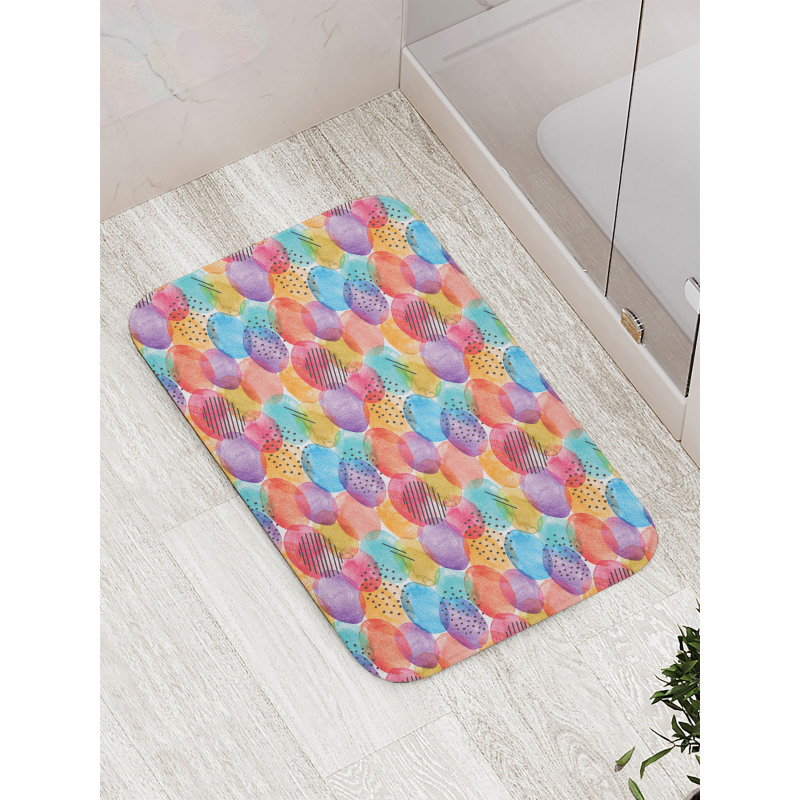 Rainbow Toned Circle Dots Bath Mat