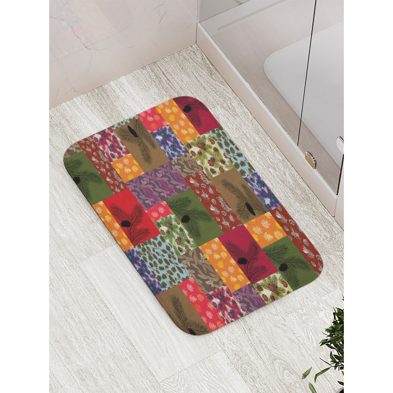 Colorful Pine Squares Art Bath Mat