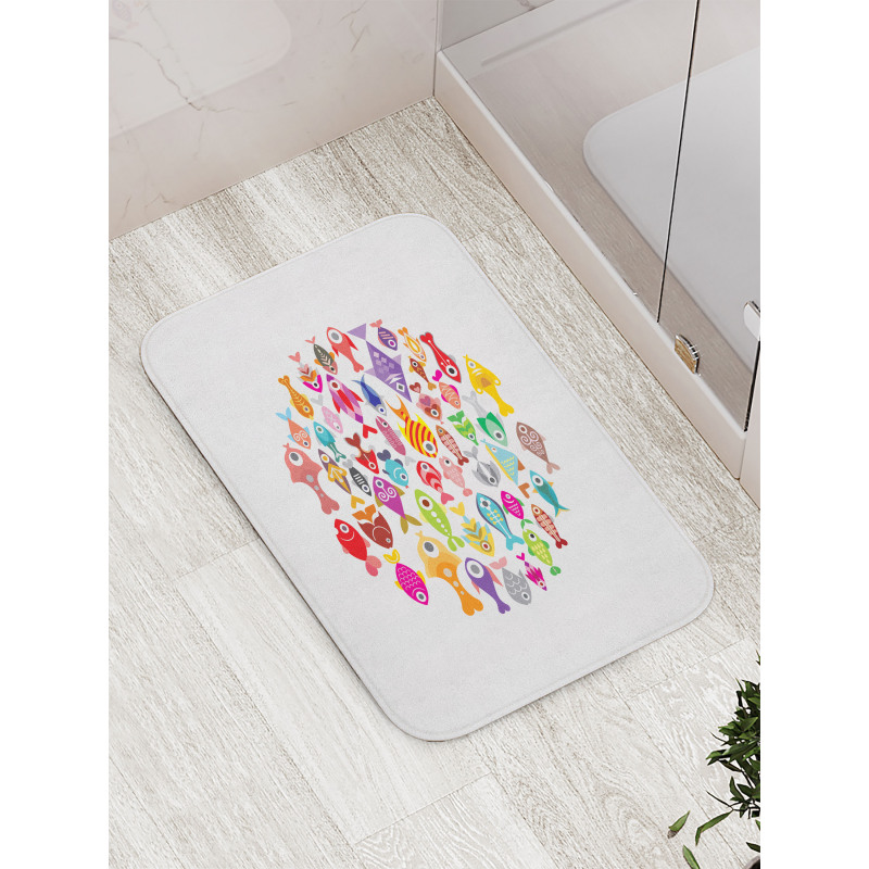 Aquarium Round Colorful Design Bath Mat