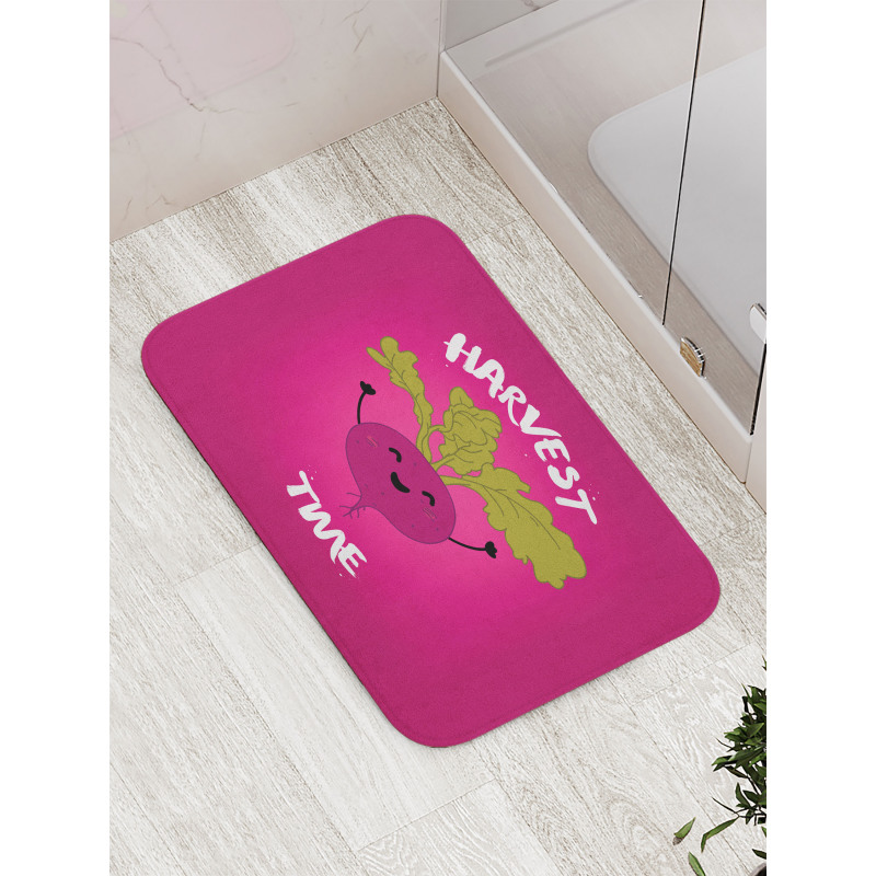 Happy Beet Character Words Bath Mat