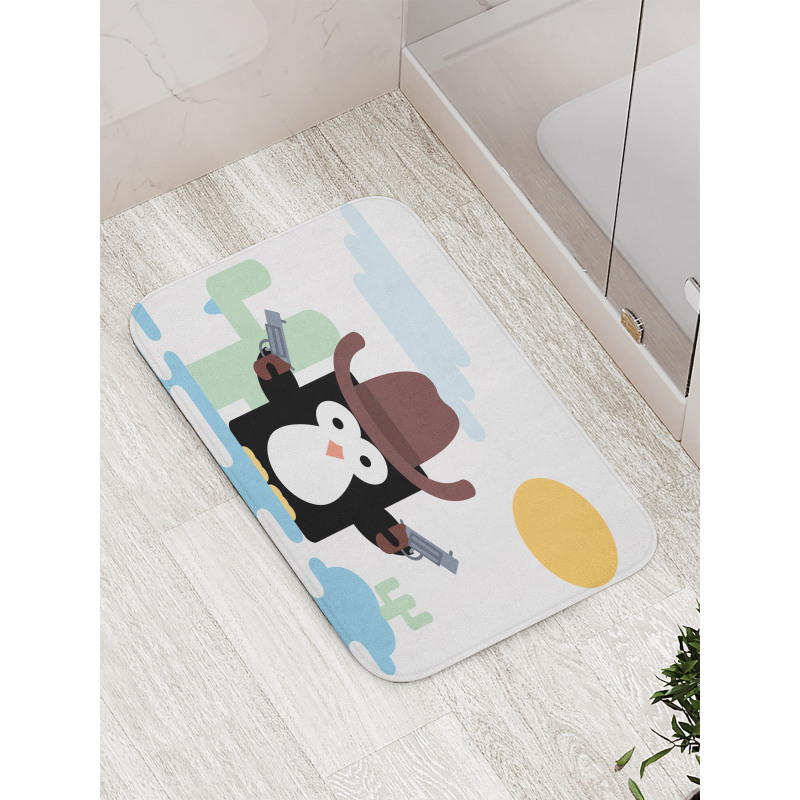 Cacti Cowboy Penguin in a Hat Bath Mat