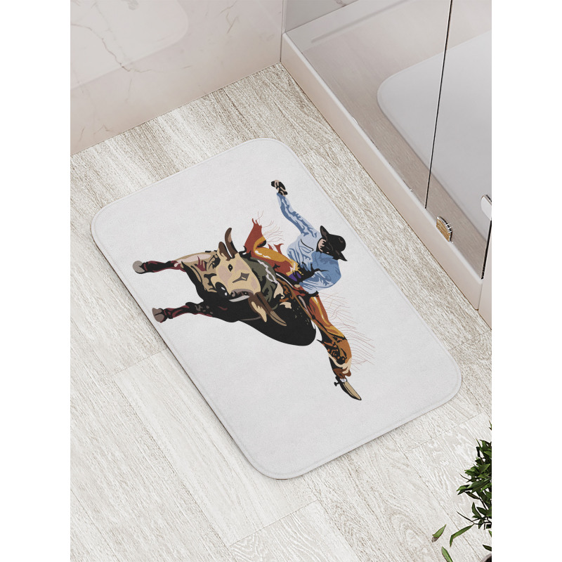 Cowboy Bucking Bull Western Bath Mat