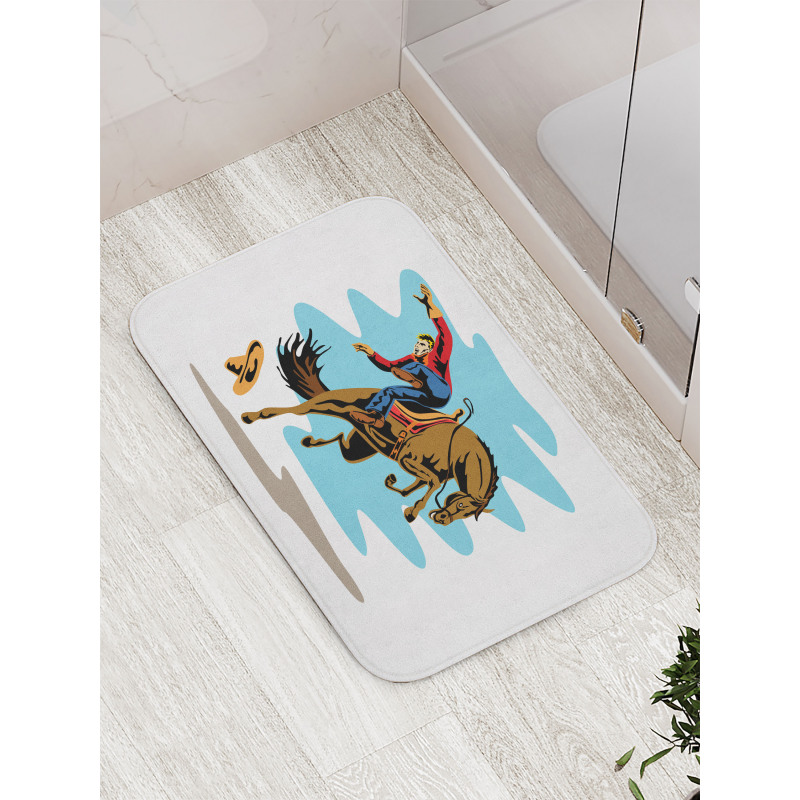 Cowboy Falling off His Horse Bath Mat