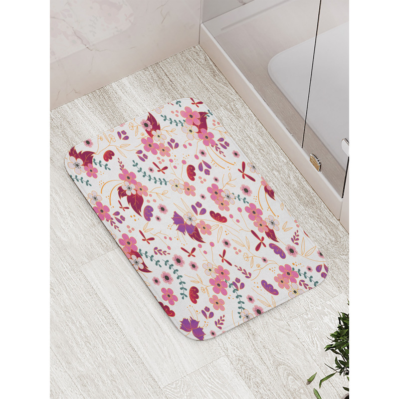 Cartoonish Flowers Bath Mat