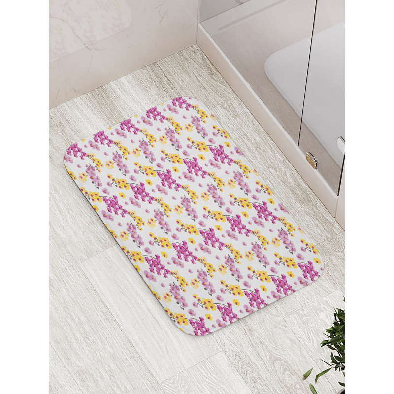 Flourishing Orchid Branches Bath Mat