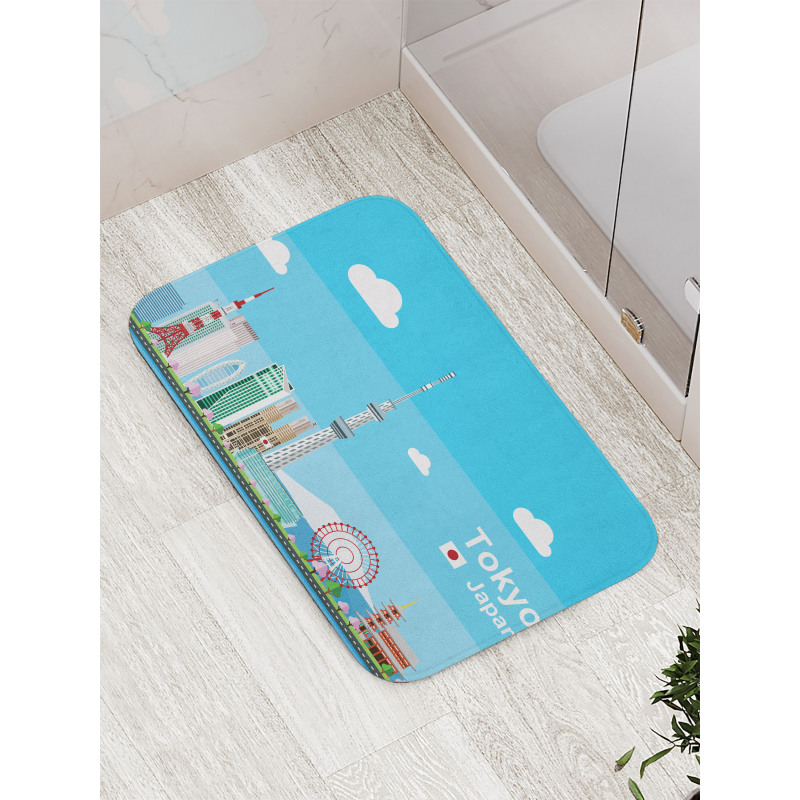 Cartoon Japan Sightseeing Bath Mat