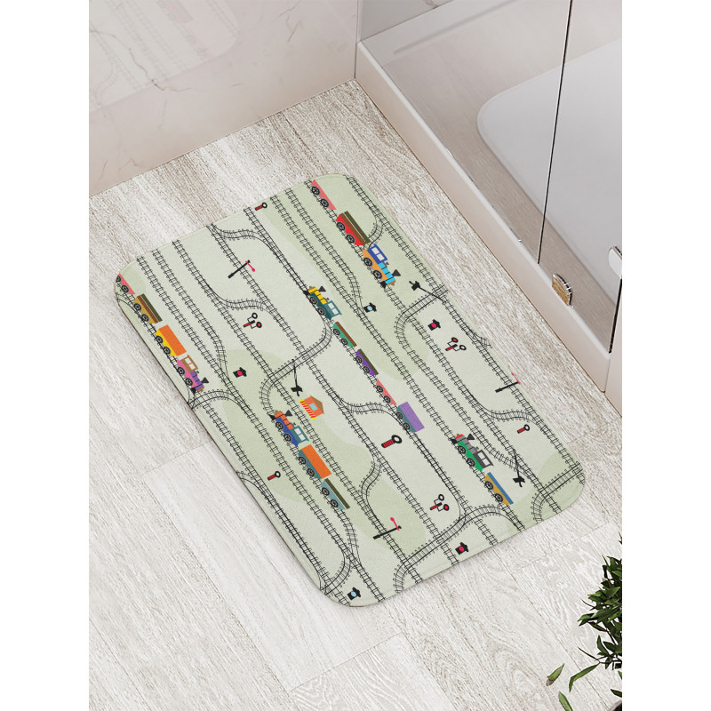 Roads Trains Locomotives Bath Mat