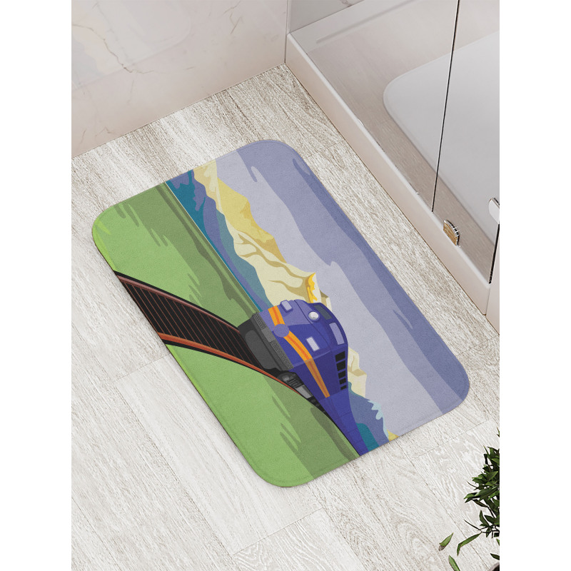 Rural Country Train Design Bath Mat