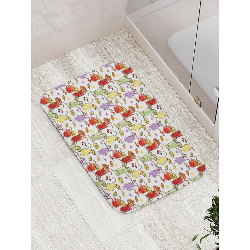 Colorful Watercolor Cocktails Bath Mat