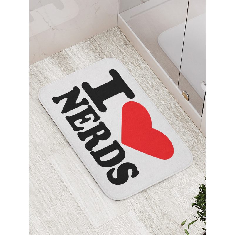 I Love Nerds Words with Heart Bath Mat