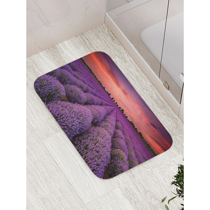 Lavender Field Sunset Bath Mat
