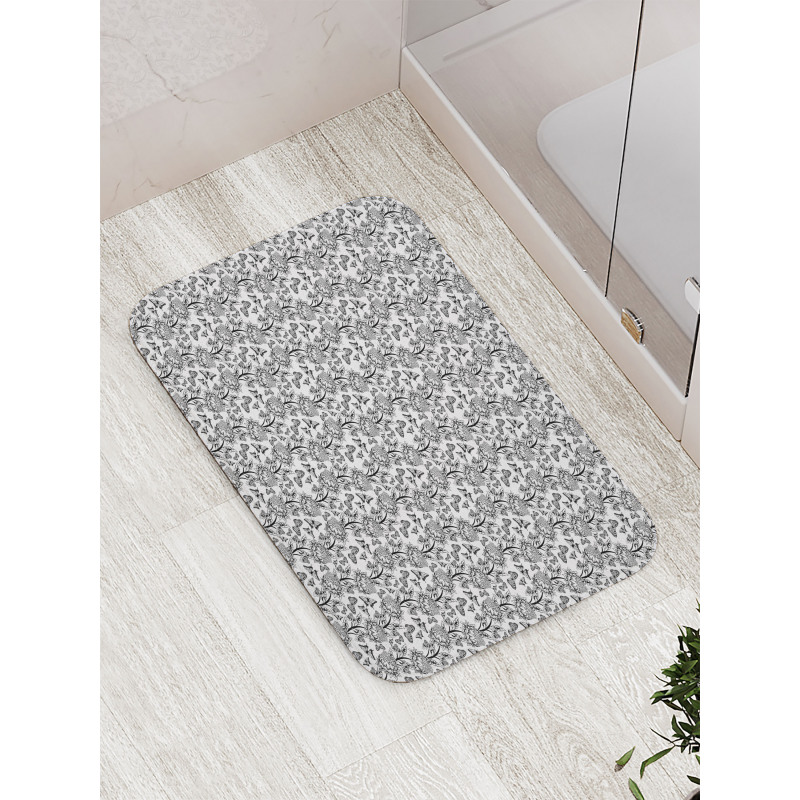 Floral Ornamental Design Bath Mat