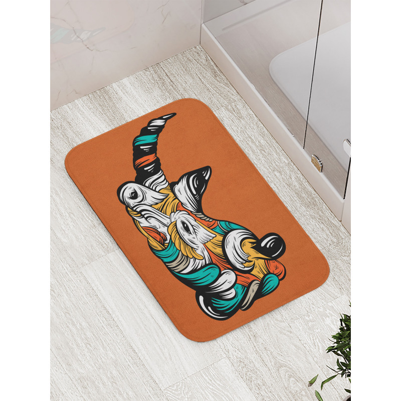 Colorful Animal Portrait Boho Bath Mat