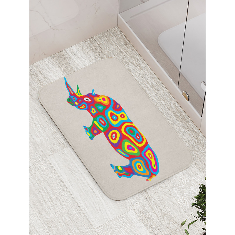 Rainbow Colored Motifs Animal Bath Mat