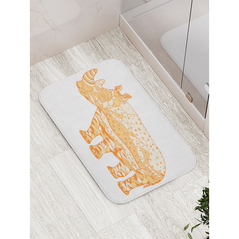 Zentangle Animal Africa Motif Bath Mat